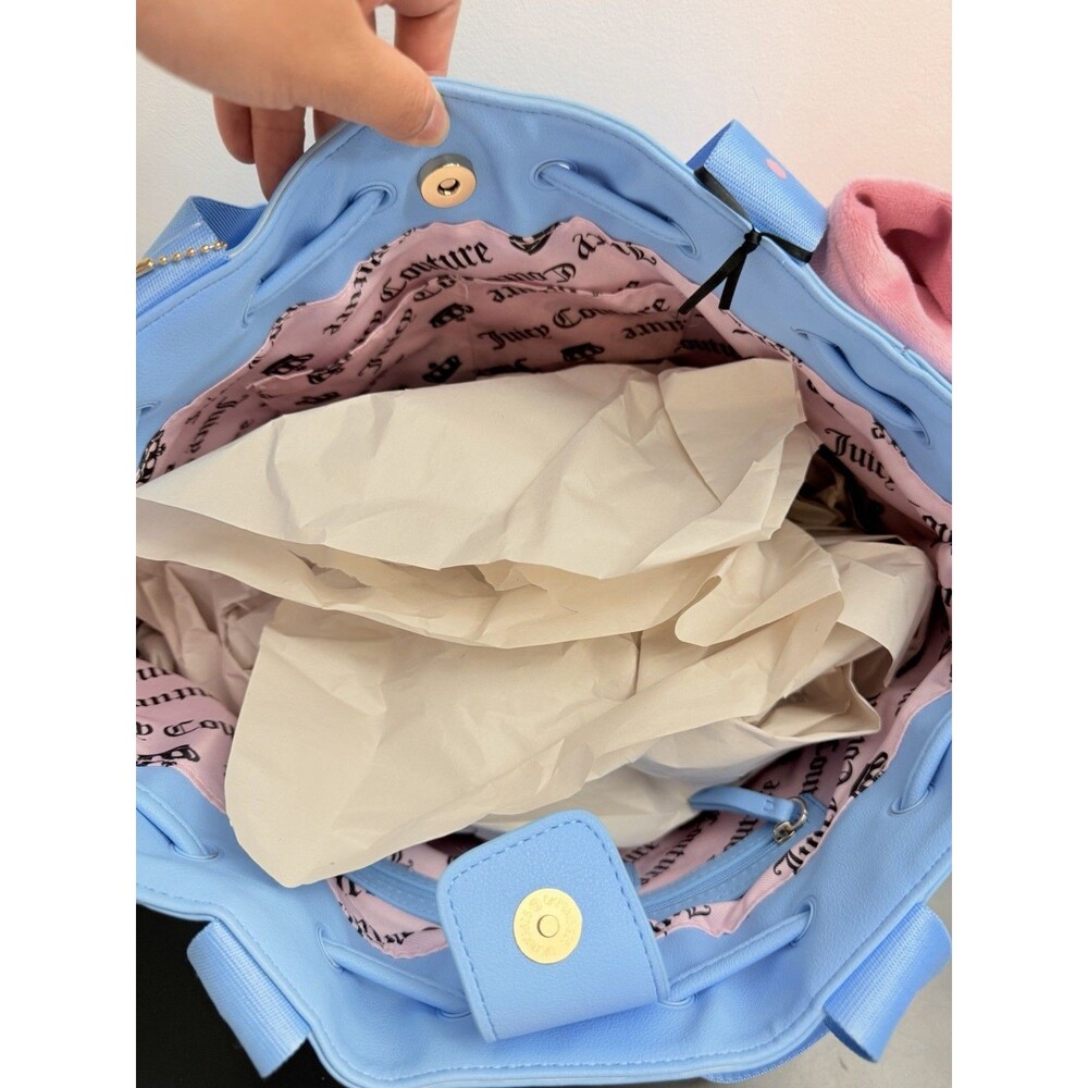 Juicy Couture Retro Strawberry Daydreamer Tote Blue Gleam New - Picture 9 of 9